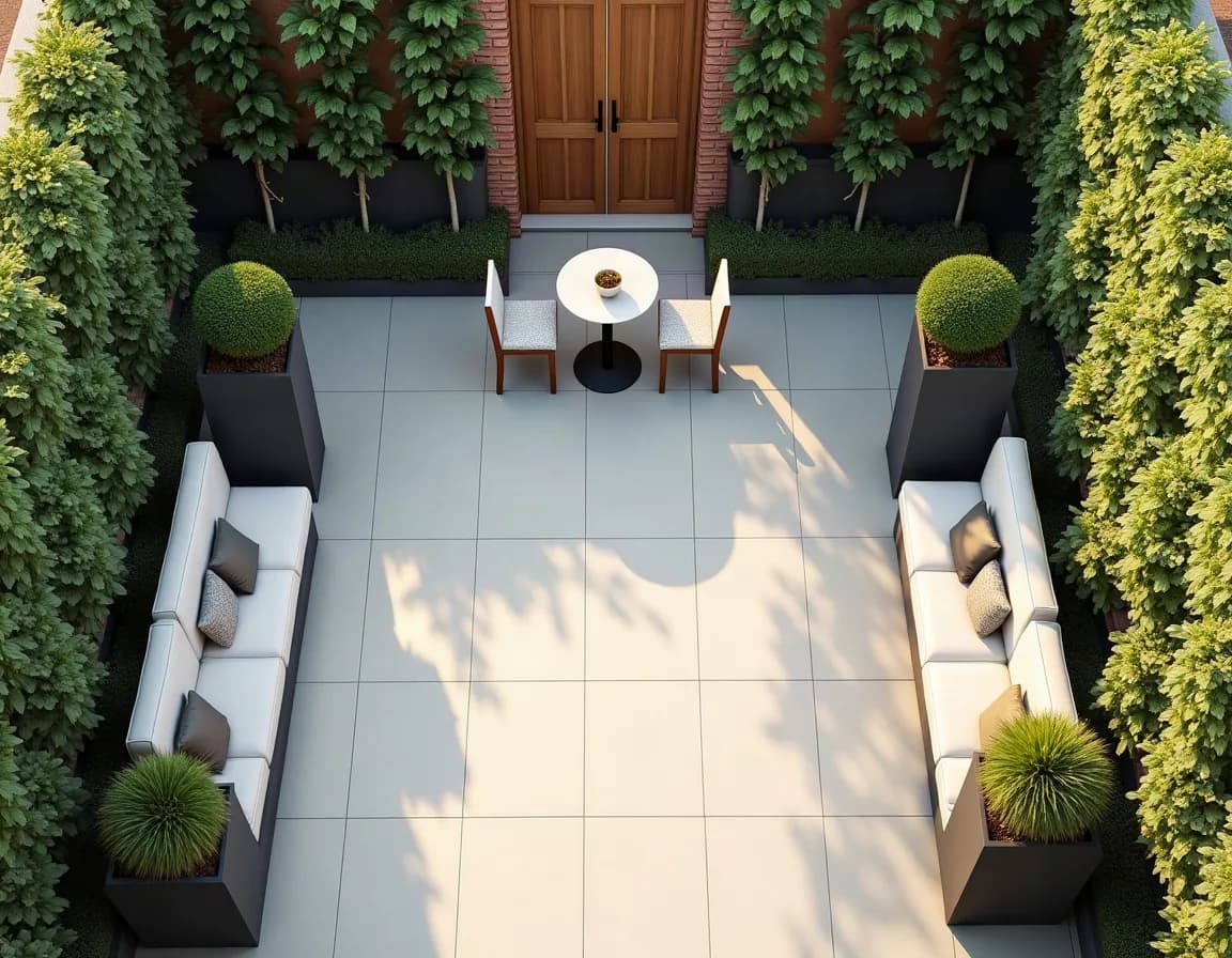 A courtyard laid out in the Garden Plans designer
