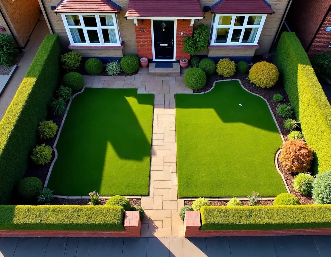 A front garden laid out in the Garden Plans designer