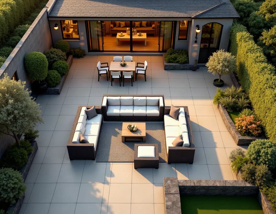 A patio garden laid out in the Garden Plans designer